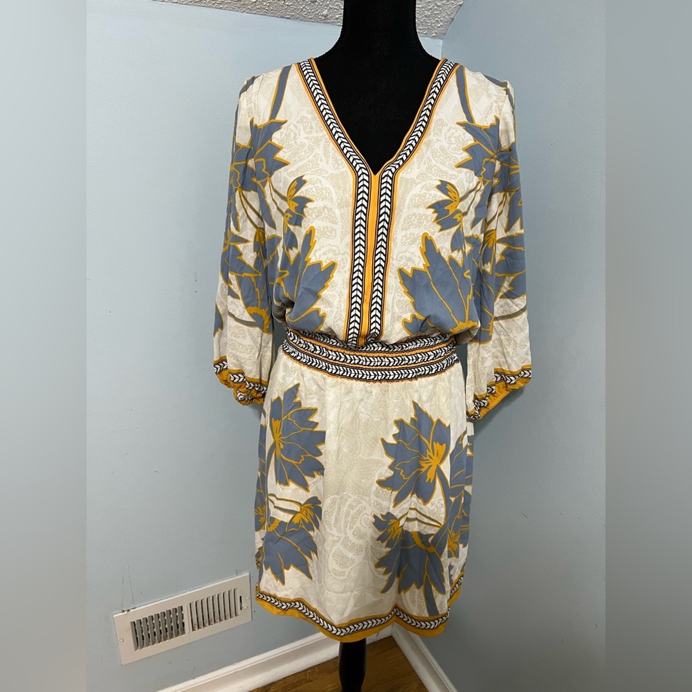 WHBM 3/4 Sleeve Smocked Waist Dress